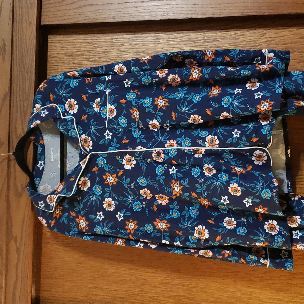 NWT Liz Claiborne Womens V-Neck Long Sleeve 2-pc. Pant Pajama Set